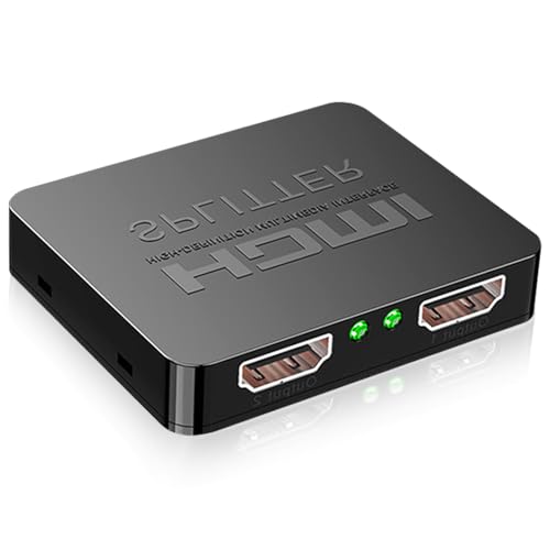 Divisor HDMI 1 en 2 salidas para 2 monitores simultáneamente, distribuidor HDMI 4K, adaptador HDMI para extender 2 monitores para configuración de monitor dual compatible con Fire TV Stick, Blu-ray