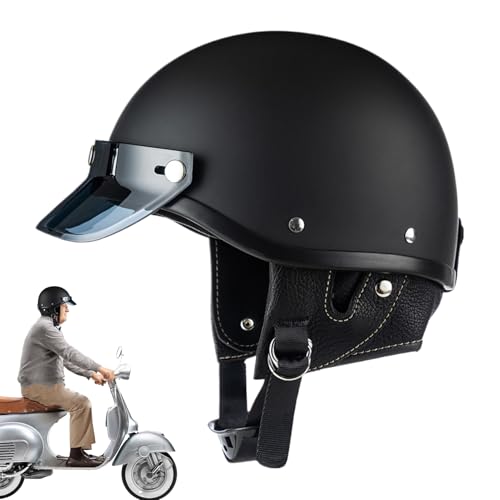 Half Face Helmet, Half Shell Helmet | Casco de Motocicleta de Crucero - Cómoda y Elegante Media Gorra Protectora para Scooter de Motos de Nieve de Carreras de Aventuras.