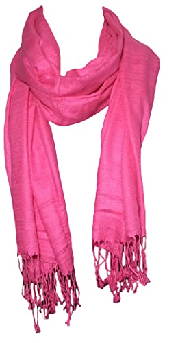 100% Natural Pure Silk Scarf, Solid Color Plain Scarves Soft Winter, Pink Rose