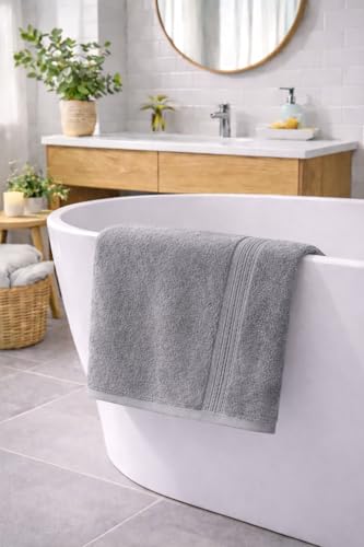 Image of Fitness Mantra Cotton Bath Towel 650 GSM | Heavyweight, Soft & Absorbent | Quick Dry | Large 30 x 60 Inch Towel for Daily Bath Use | 1 Peace| Grey|