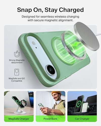 Image of Belkin Case for iPhone MagSafe Compatible - SheerForce Magnetic Phone Cover - Slim, Shockproof, Anti-Yellowing, Drop Protection - Sage