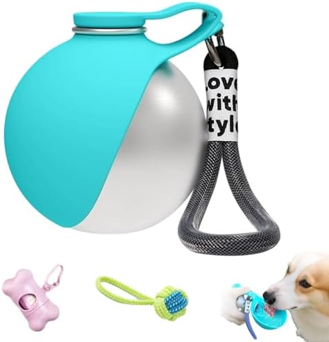 Borraccia portatile 2 in 1 per cani, con ciotola, da 300 ml, in acciaio inox, a tenuta stagna, con ciotola in silicone, utilizzabile con una sola mano, per cani di piccola taglia, passeggiate