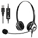Produktbild USB Headset PC mit Mikrofon Noise Cancelling, Stereo PC Kopfhörer für Laptop Business Skype UC Lync SoftPhone Call Center Office Webinar, Lautstärkeregler, Klar Chat, Ultra Komfort