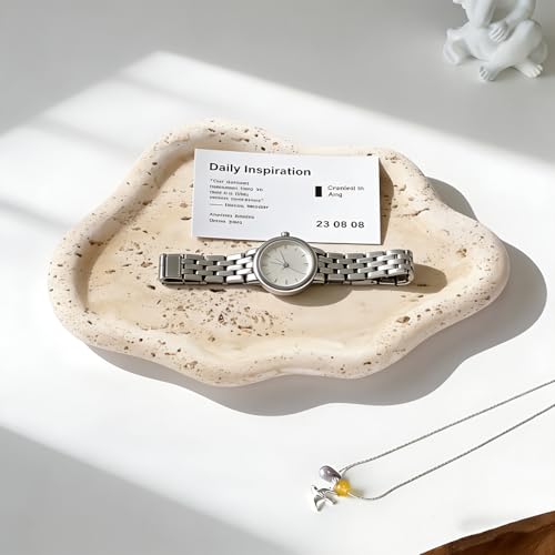 Image of Jewelry Dish Trinket Tray for Women, Ring Dish Holder, Unique Cloud Shape Plate Cute Things Vanity Aesthetic Room Decor Mother's Day Birthday Gifts (Faux Travertine Y)