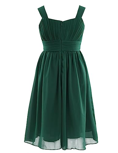 Jelory Kids Girls Wide Shoulder Straps Pleated Chiffon Flower Dress Junior Bridesmaid Wedding Gown2