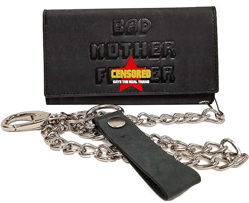 Leather Biker Wallet with Chain New Tough Black Leather Version
