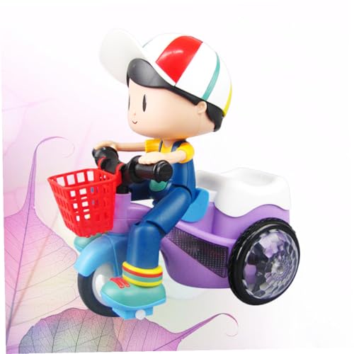 TOBBOMEY Triciclo de Juguete para niños: Triciclo pequeño con Luces y, Divertido Modelo de Bicicleta con Figura de niño para el hogar, jardín de Infantes y Escuela, sin batería.