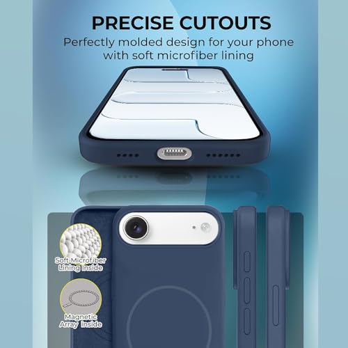 Image of iPhone 17 Air Silicone Magsafe Case | Shock Proof Design & Camera Protection | Premium Rubberised Apple iPhone 17 Air Cover (Microfiber Lining) | Magnetic Liquid Silicone - Navy Blue