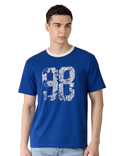 Image of Amazon Brand - Symbol Men Regular Fit Ringer T-Shirt | Half Sleeves | Graphic Printed | Available in Plus Size