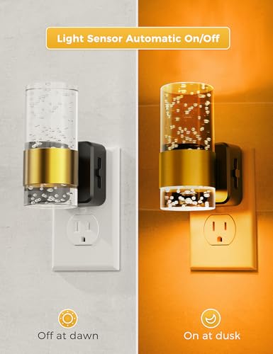 Image of Night Light, 1-Pack Modern Night Lights Plug into Wall, Dimmable Amber Night Light with Auto Light Sensor, Wall Sconce-style Design Nightlight for Bathroom,Bedroom,Hallway