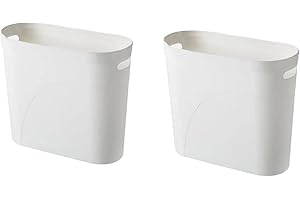 Bathroom Small Trash Can, 3 Gallon Slim Plastic, Set of 2, White