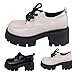 Imagen de Mocasines para mujer sin tacón vegano con plataforma para mujer Zapatos de cordones de piel sintética Plataforma Color sólido Suela gruesa Tacones cuadrados Zapatos con cordones Botines cortos Punta