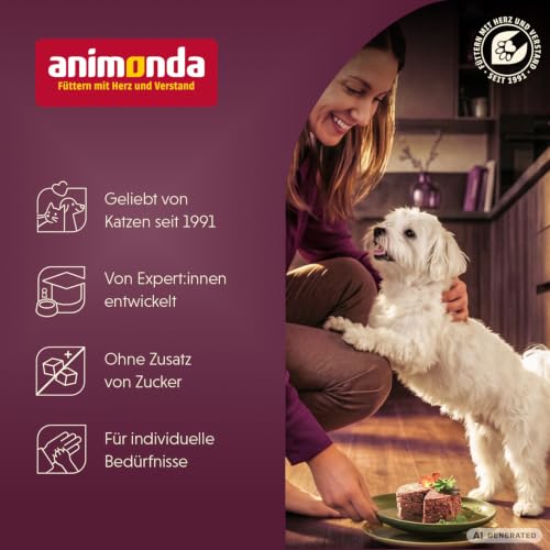 animonda vom Feinsten Hundefutter nass Geflügel + Putenherzen (22 x 150g), Welpen getreidefreies Hundefutter ohne Zucker, mit frischen, fleischigen Zutaten