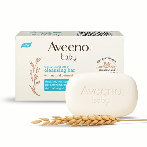 Image of Aveeno Baby Daily Moisture Cleansing Bar 75g | With natural Oatmeal, Glycerin and Shea Butter | Co-created with Pediatricians and Dermatologists for newborn sensitive skin | pH balanced, free of soap, parabens sulfates and phthalates