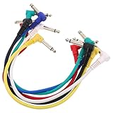 MAGICLULU 6pcs 30cm Electric Guitar Patch Cables Rubber Coating, 6.35mm Instrument Pedal and Amp Audio