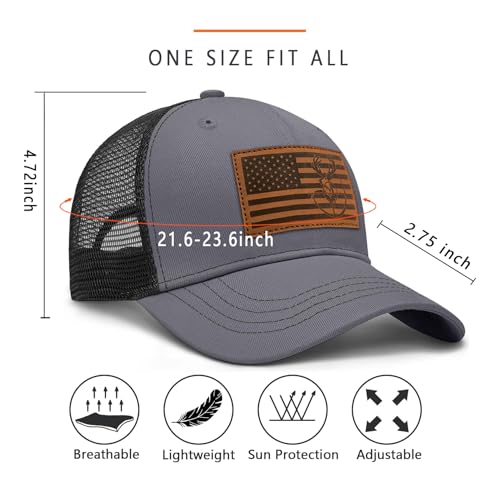 Image of Mens Hat Snapback Trucker Hats Outdoor Gifts for Men Dad Husband Father's Day Leather Pattern Baseball Cap