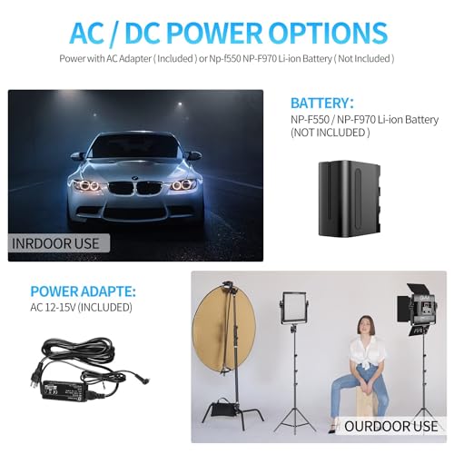GVM 2 Pack LED Video Lighting Kits with APP Control, Bi-Color Variable 2300K~6800K with Digital Display Brightness of 10~100% for Video Photography, CRI97+ TLCI97 Led Video Light Panel +Barndoor