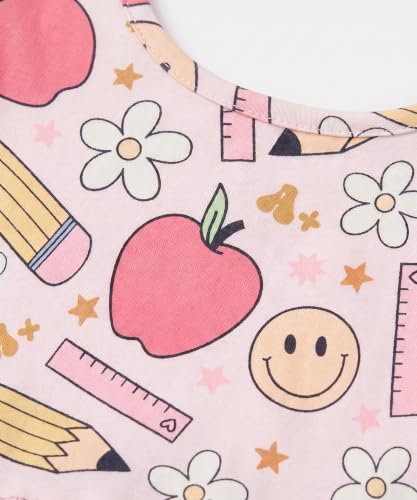 Image of Unique Baby Girls' Short Sleeve Everyday Printed Dresses for Kid and Toddler, Sizes 2T-12Y