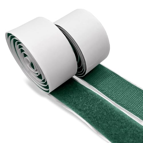 1 Inch Green Hook and Loop Tape 1 Yard Self Adhesive Sticky Strong Back Fastener Nylon Excellent Grip Strips Heavy Duty Fastener Roll for Fixing and Hanging Home Office School Car and Crafting