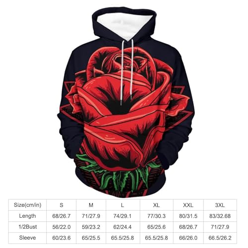 Sweat à Capuche Fleurs Rouges Pull Idéal pour les Sorties Décontractées