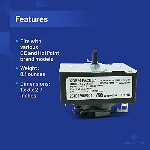 WE4M532 OEM Timer for GE Dryer WE04X25280 WE4M362 WE04M0532, 234D2377P005, 234D1296P004, TMD1FM07