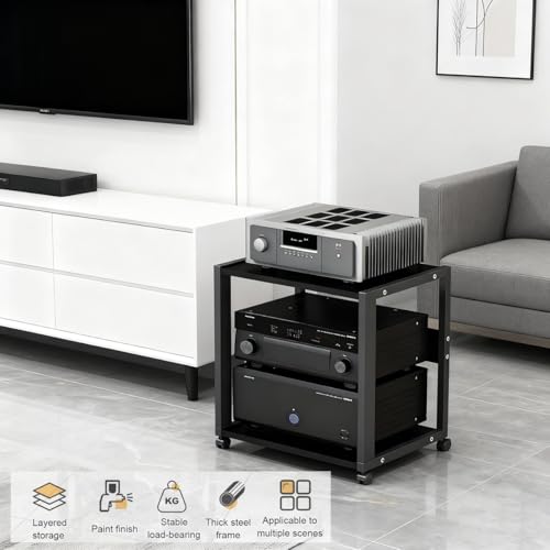 Meuble Chaine HiFi 2 niveaux et meuble de rangement pour salon moderne - 4