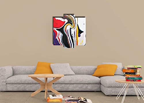 Tableau Rouge 3 Pieces abstrait multicolore en MDF Homemania