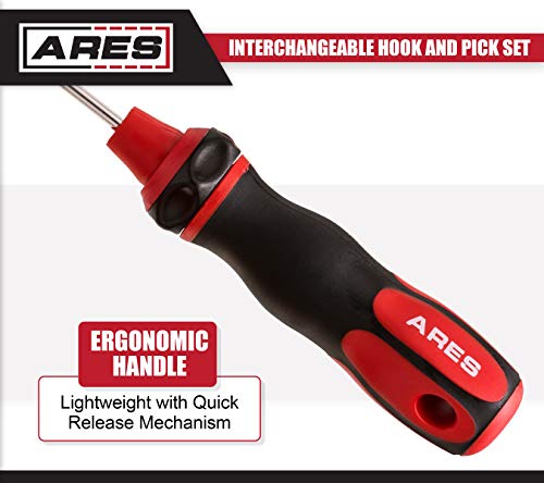 Ares 70255 - Interchangeable Hook And Pick Set - 6-Piece Set Includes Convenient Storage Pouch - Chrome Vanadium Steel Shafts - Easily Remove Hoses, Gaskets And More #TOP3