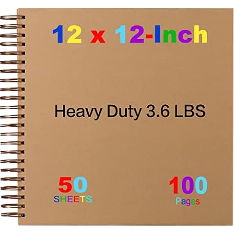 12x12 Large Scrapbook 3.6 LBS Heavy Duty Scrapbook Album | Scrapbook Photo Album | Kraft Hardcover Notebook with 50 Sheet | Use as Photo Album, Baby Book, SketchBook|12x12 Inch 100 Page Cover