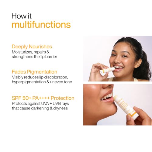 Image of WishCare Ceramide Lip Balm SPF 50 PA++++ | Brightening Lip Balm for Dark Lips | In-Vivo Tested | Kojic Acid & Niacinamide | Natural & Untinted | For Women & Men | 5g