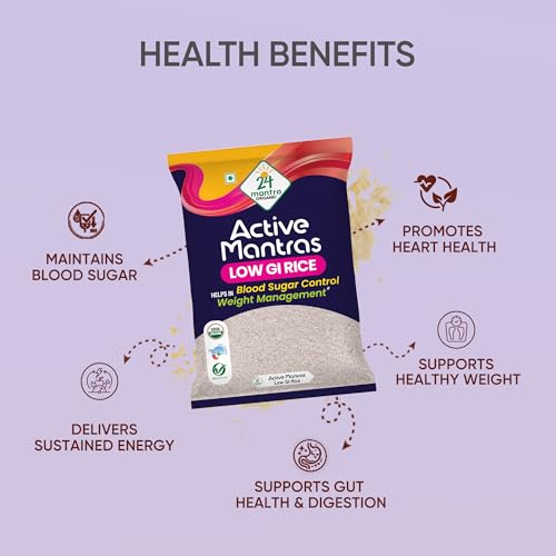 Image of 24 Mantra Organic Low G.I Rice - 5Kg | Diet & Diabetic Friendly | Certified Low Sugar Rice | Certified Organic & Naturally Gluten-Free (Pack of 3)