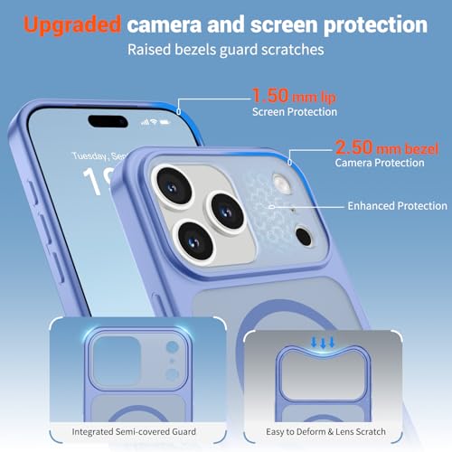 Image of SUPFINE Magnetic for iPhone 17 Pro Case Blue Purple | (Compatible with MagSafe)(Military Grade Drop Protection)(Camera Protection)Translucent Matte Phone Cover