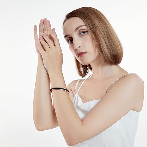 Zuo Bao Hair Tie Bracelet Set High Polishing Stainless Steel Grooved Cuff Bangle for Women Girls3