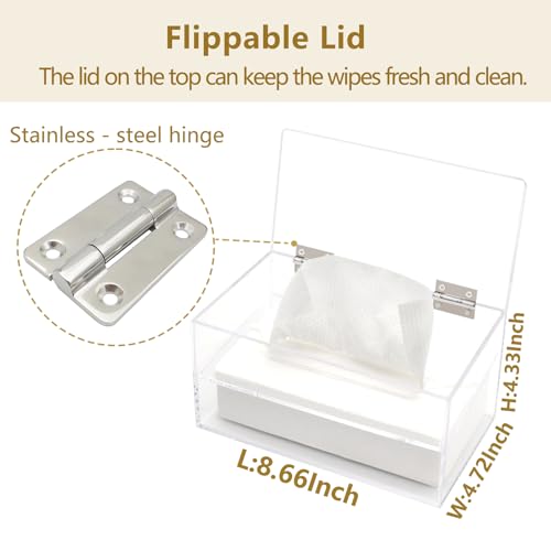 Wipes Holder Container Refillable, Acrylic Dispenser Box for Disposable Wipes, Rectangle Disposable Face Towels, Clear by DELIPPLY - Image 2
