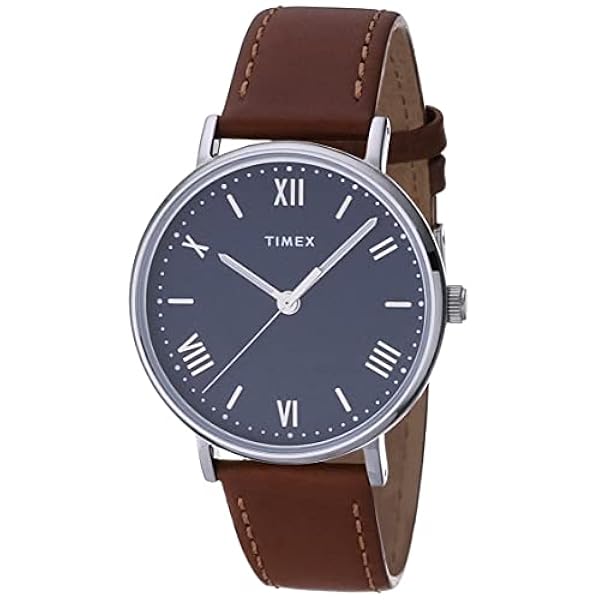 Timex Män analog kvartsklocka med läderrem TW2R639009J, Ljusblå, Southview-klocka