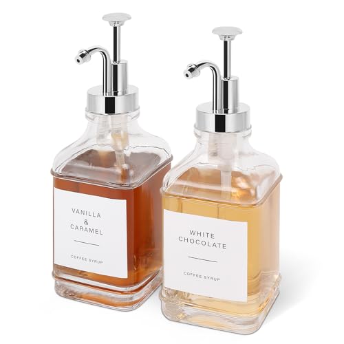 BathAce Coffee Syrup Dispenser for Coffee Bar, Clear...