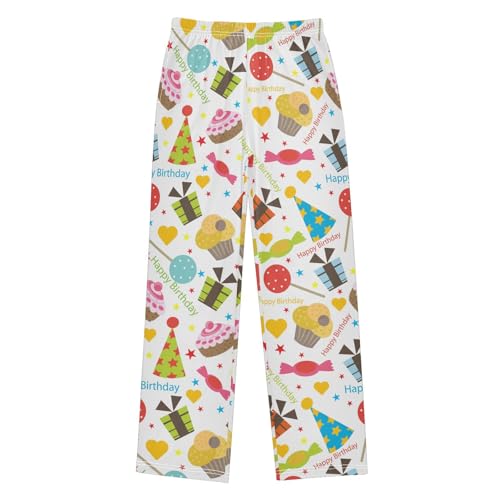 ZZXXB Happy Birthday Candy Boys Long Pants Soft Trousers Elastic Waist Kids Lounge Bottoms with Pockets S-XL