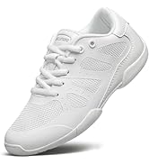 BAXINIER Girls Cheer Shoes White Cheerleading Dance Shoes Kids Athletic Training Tennis Shoes You...