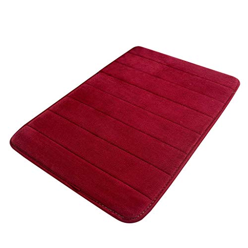 YIQI Tapis de Bain Tapis de Bain, Tapis de Salle de Bain Tapis de Bain Doux Tapis de Salle de Bain (40x60 cm, vin Rouge)