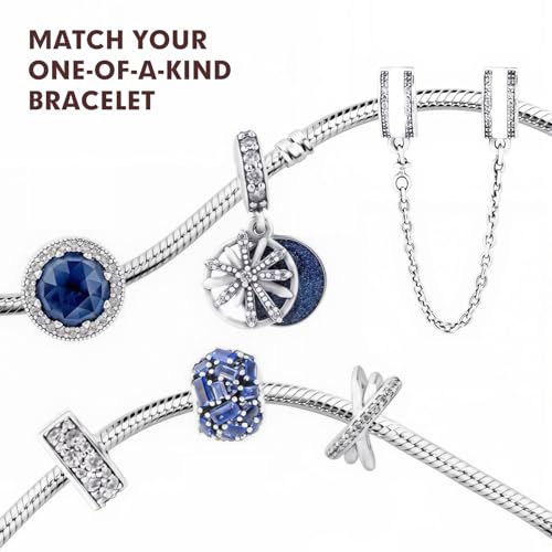 Charm Bracelet, Women Moments Slider Charms Bracelet, 3mm Stainless Steel Snake Chain Bracelet fits 4.75" to 5" Wrist Size4