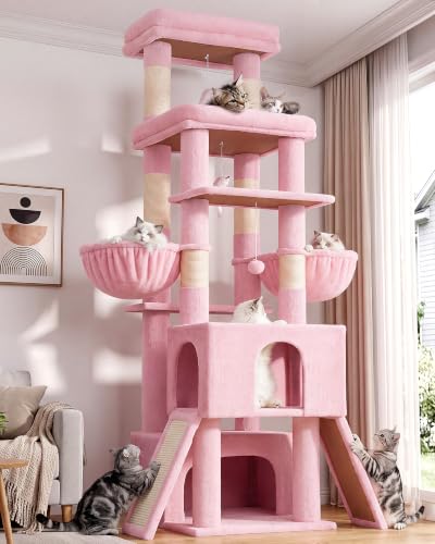 Image of Globlazer Z78 Heavy Duty Cat Tree for 20lbs Large Adult Cats, Pink