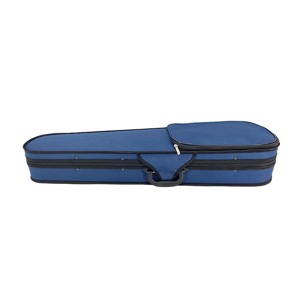 Custodia per violino 4/4 full size con cinghie per zaino, custodia rigida ultra leggera da viaggio con supporti per archetto, igrometro e tasca per spartiti musicali, Triangolo Blu, Popolare