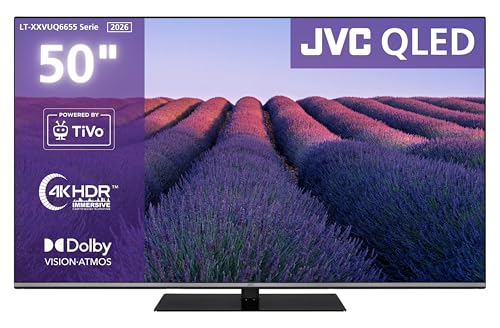 JVC TiVo LT-50VUQ6655 Téléviseur Intelligent QLED 4K UHD avec Dolby Vision HDR et Dolby Atmos, Triple Tuner (DVB-C/S2/T2), Applications Bluetooth et Streaming