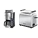 Russell Hobbs Kaffeemaschine mit Mahlwerk, Glaskanne 10 Tassen, digitaler programmierbarer Timer, 3-stufige Mahlgradeinstellung & Toaster Adventure, inkl. Brötchenaufsatz, 6 einstellbare, 850 Watt