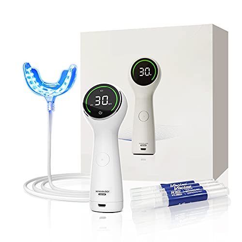 SENSOLOGY Teeth Whitening Kit with Led Light, 16 Powerful Teeth Whitener, 35% Carbamide Peroxide Tooth Whitener, (4) 3ml Gel Pen, Mouth Tray, (5) Whitening Strips-Built in 7 Types Timer