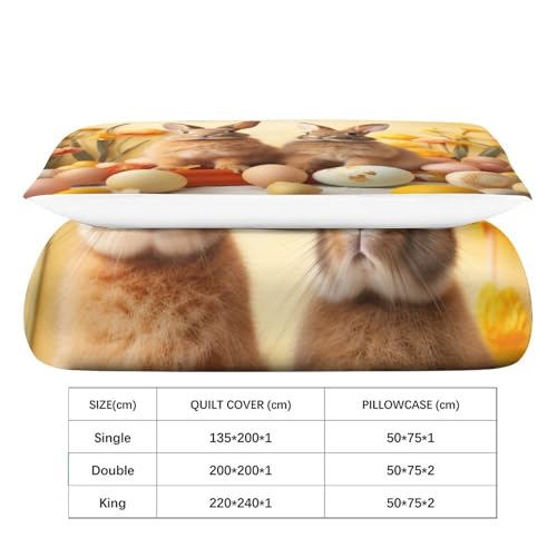 Parure de lit lapin IOFEER multicolore 135x200cm en microfibre - 5