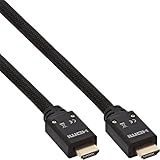 InLine 17510A HDMI Aktiv-Kabel, HDMI-High Speed mit Ethernet, 4K2K, Stecker/Stecker, schwarz/gold, Nylon Geflecht Mantel 10m