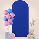 Picture of FUHSY 7.2FT Arch Cover Backdrop Fabric Wedding Arch Covers Stretchy Backdrop Blue Double Sided Spandex Arched Frame Stand Covers for Birthday Party Baby Shower