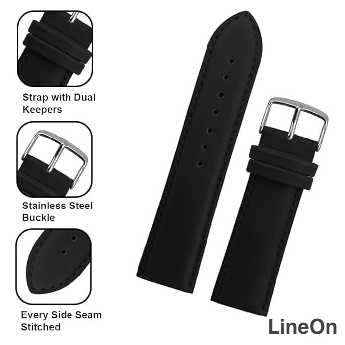 Image of Lineon NAGATA Full Padded Leather Watch Strap For Branded Watches Premium and Soft Strap For Titan, sonata, timex, casio and for all other brand