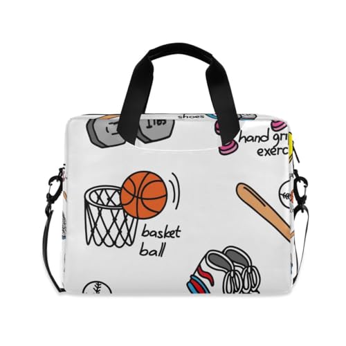 MiaoLD パソコンケース PCケース 運動柄 スポーツ 野球 ホワイト ノートPCインナーケース 15.6インチ A4対応 耐衝撃 超強保護 ノートパソコンバッグ ビジネスバッグ レディース メンズ 通勤 通学 出張 手揚げ ショルダー付き 男女兼用